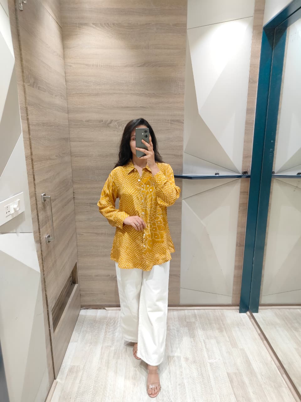 Kareen Bandhani crepe shirts ( pink/rust/yellow)