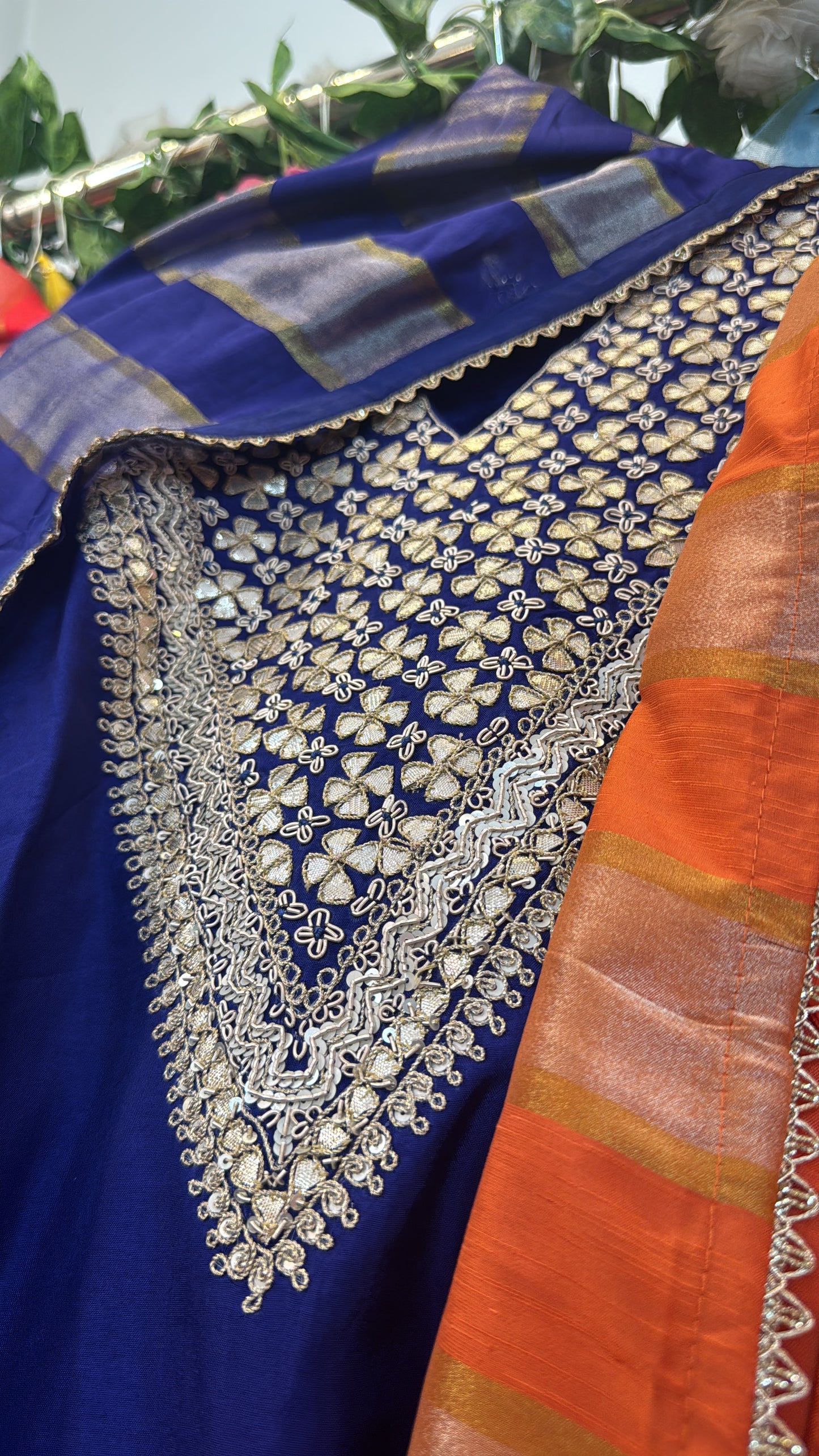Heavy v work silk suit