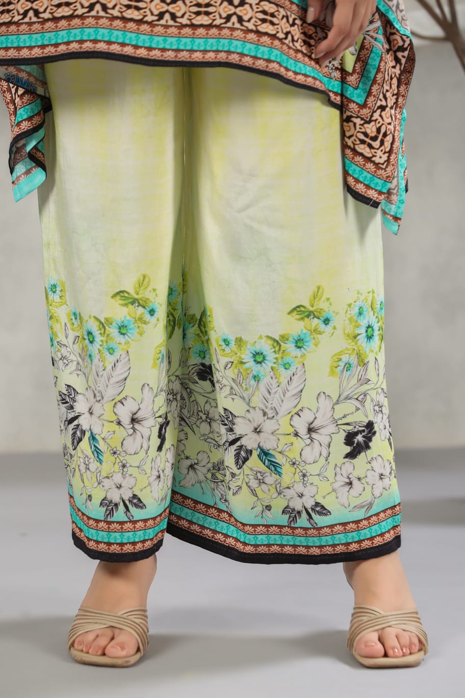 Yellow greeny kaftan co ord