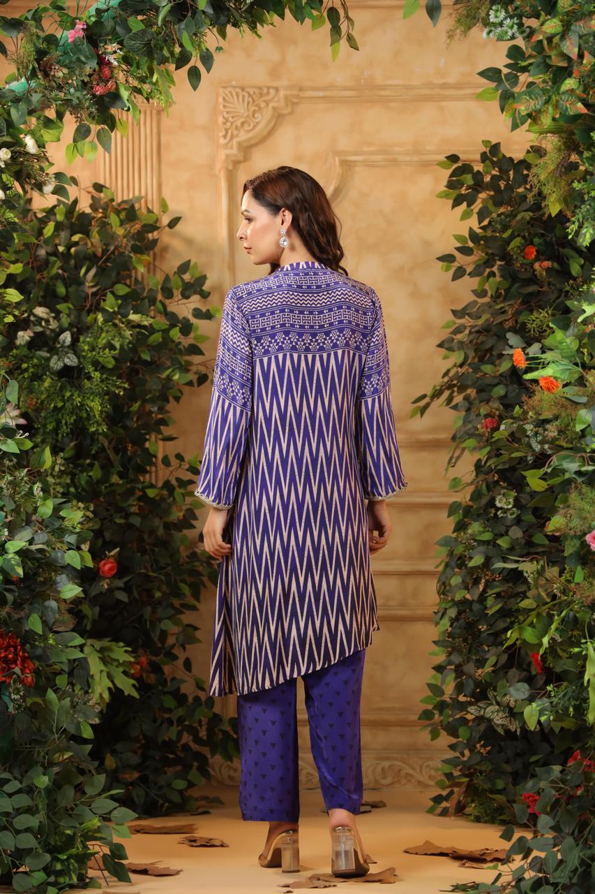 Real mirror purple crepe silk co ord set