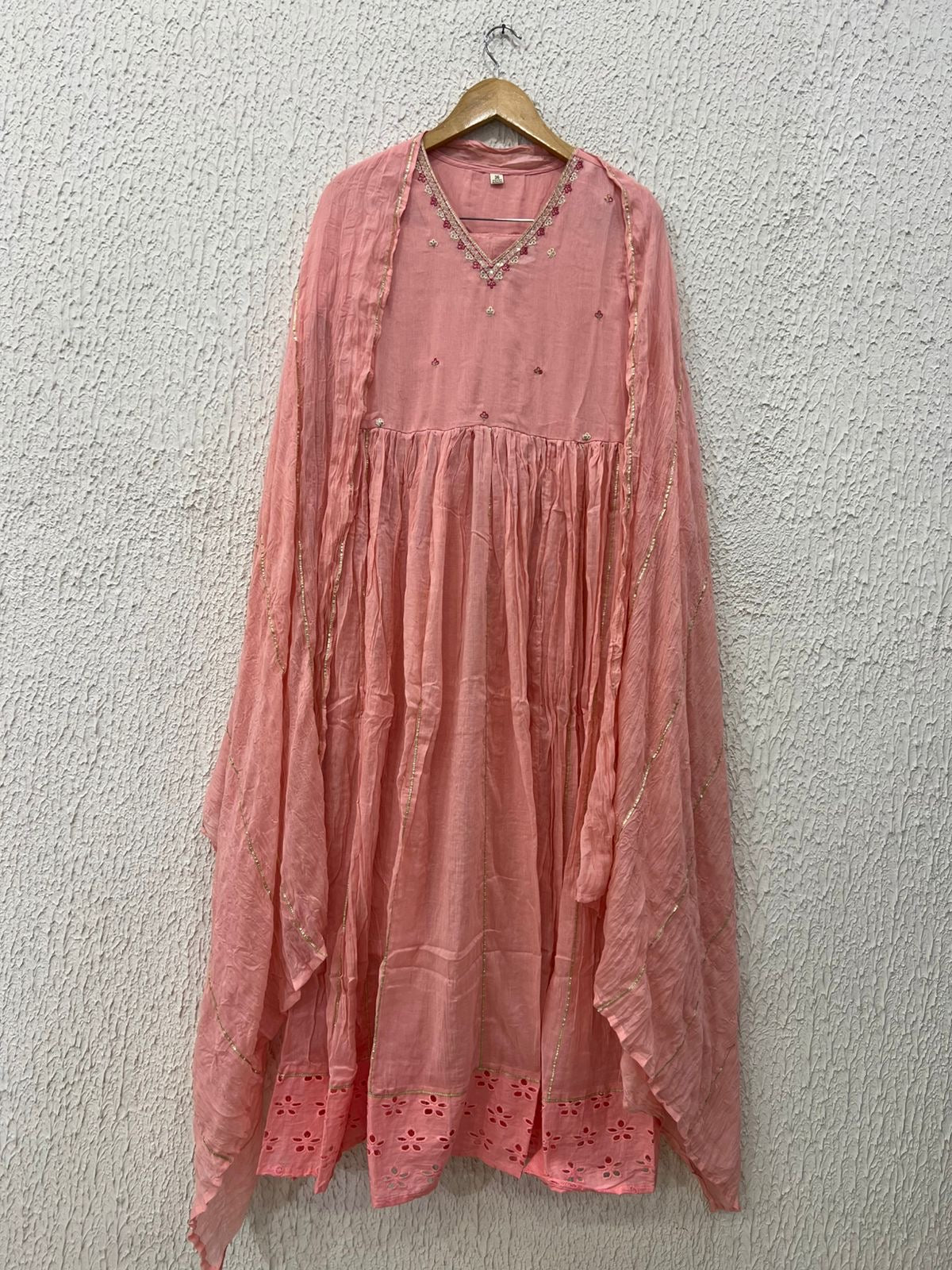 Peach mul cotton Anarkali