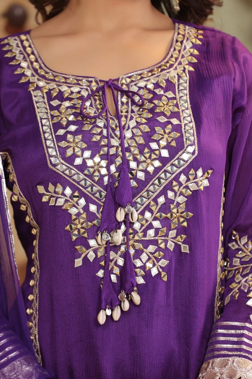 Puprle real mirror chinon Sharara set