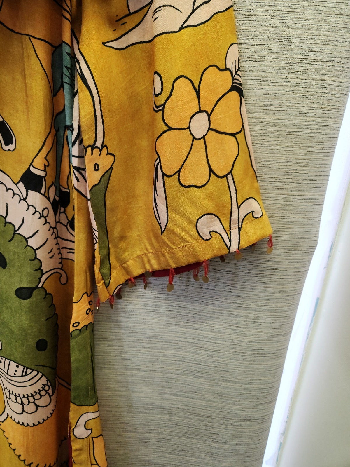 Yellow chitra Kamkari model kurta pant set