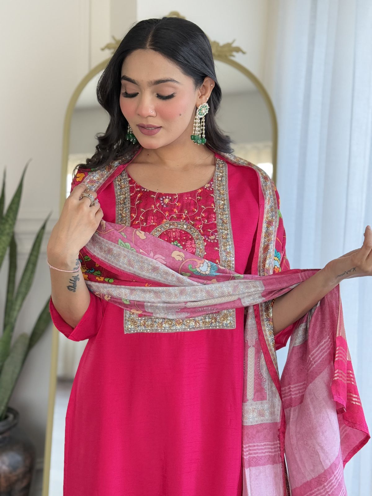 Russian silk kurta Gajji dupatta