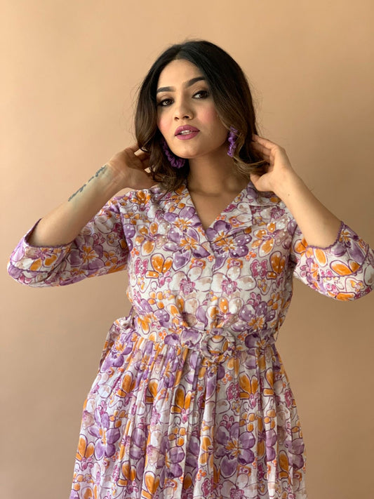 Purple floral kurta pant