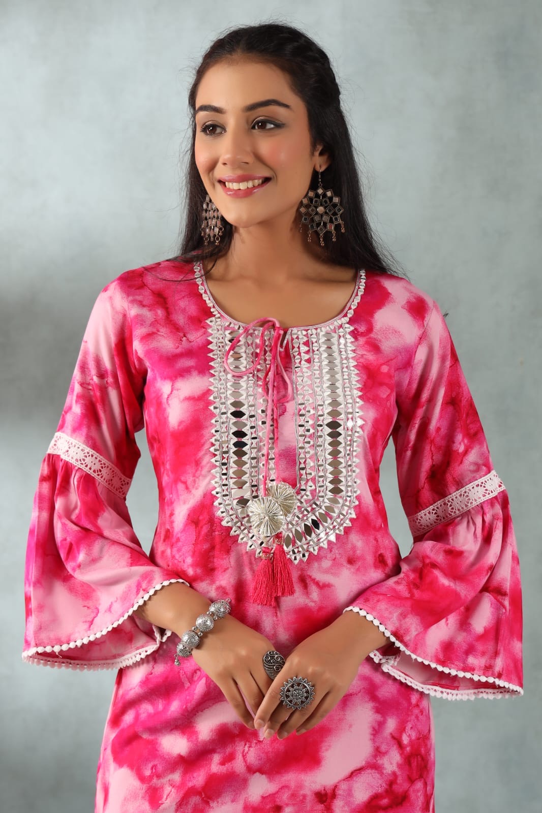 Shibori pink real mirror co ord set