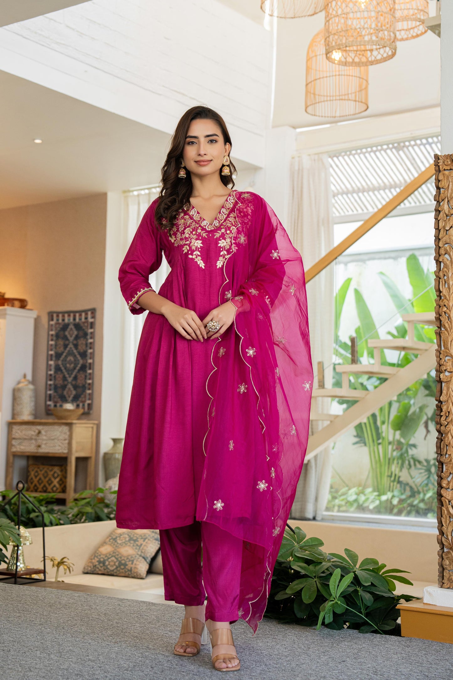 Raspberry & ink purple aline silk