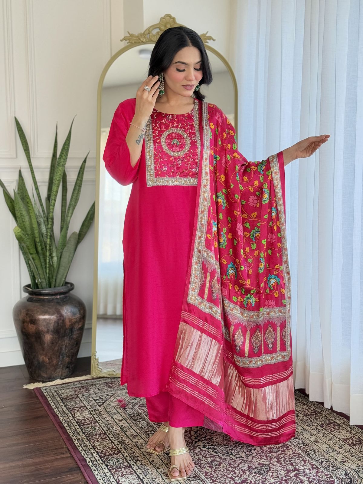 Russian silk kurta Gajji dupatta