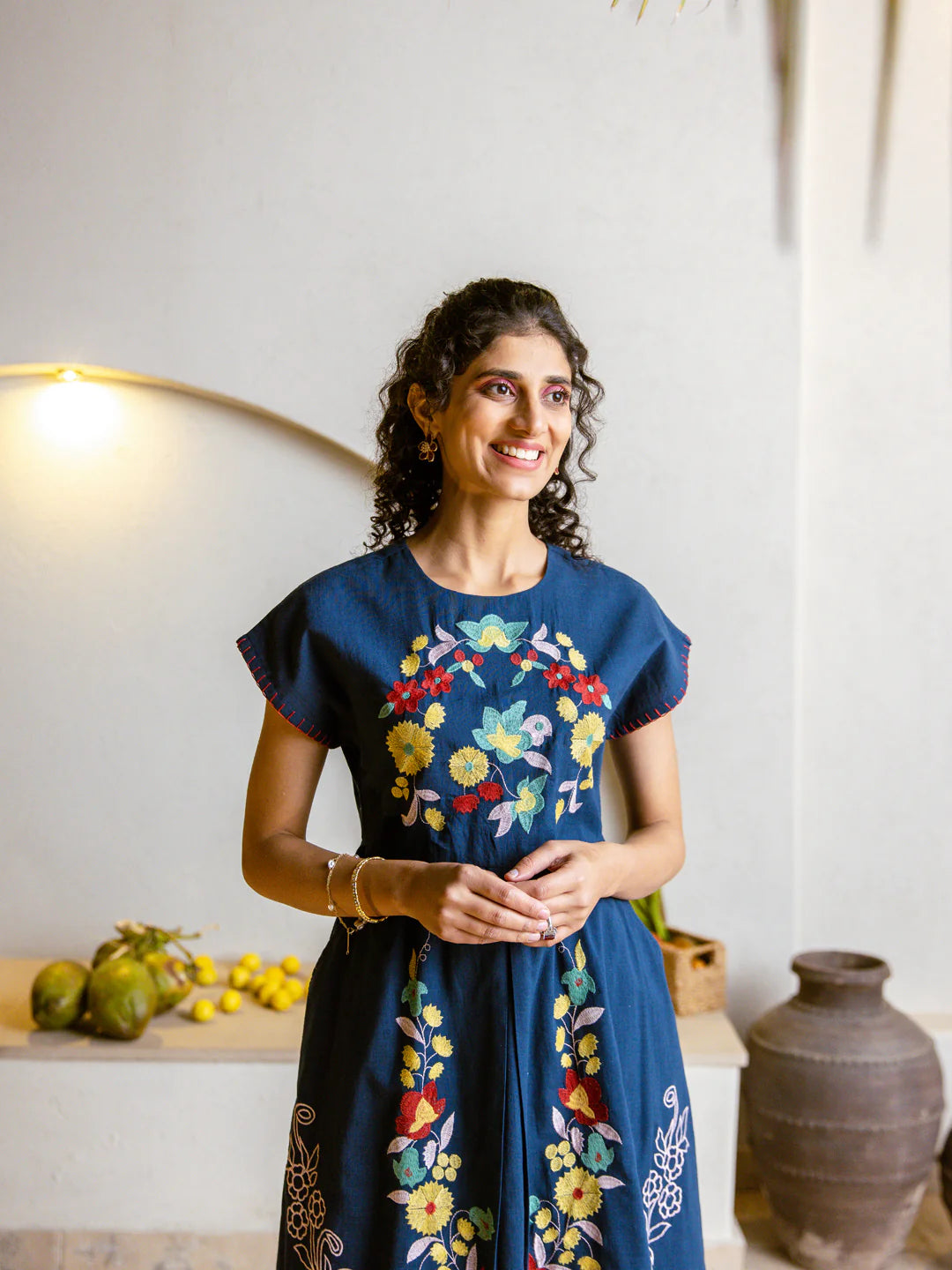 River embroidery blue dress