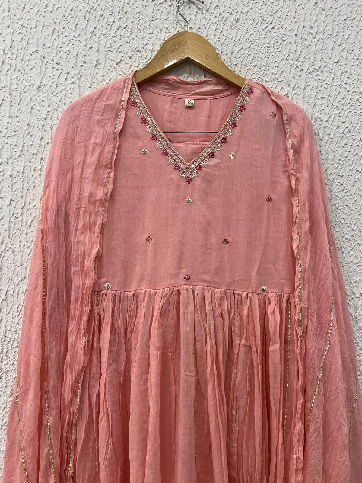 Peach mul cotton Anarkali
