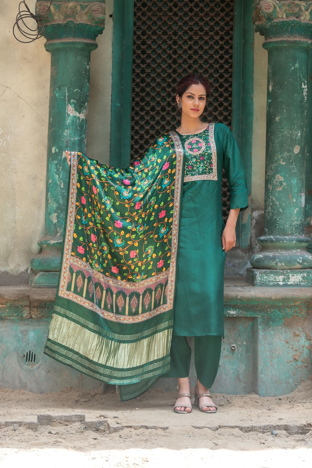 Russian silk kurta Gajji dupatta