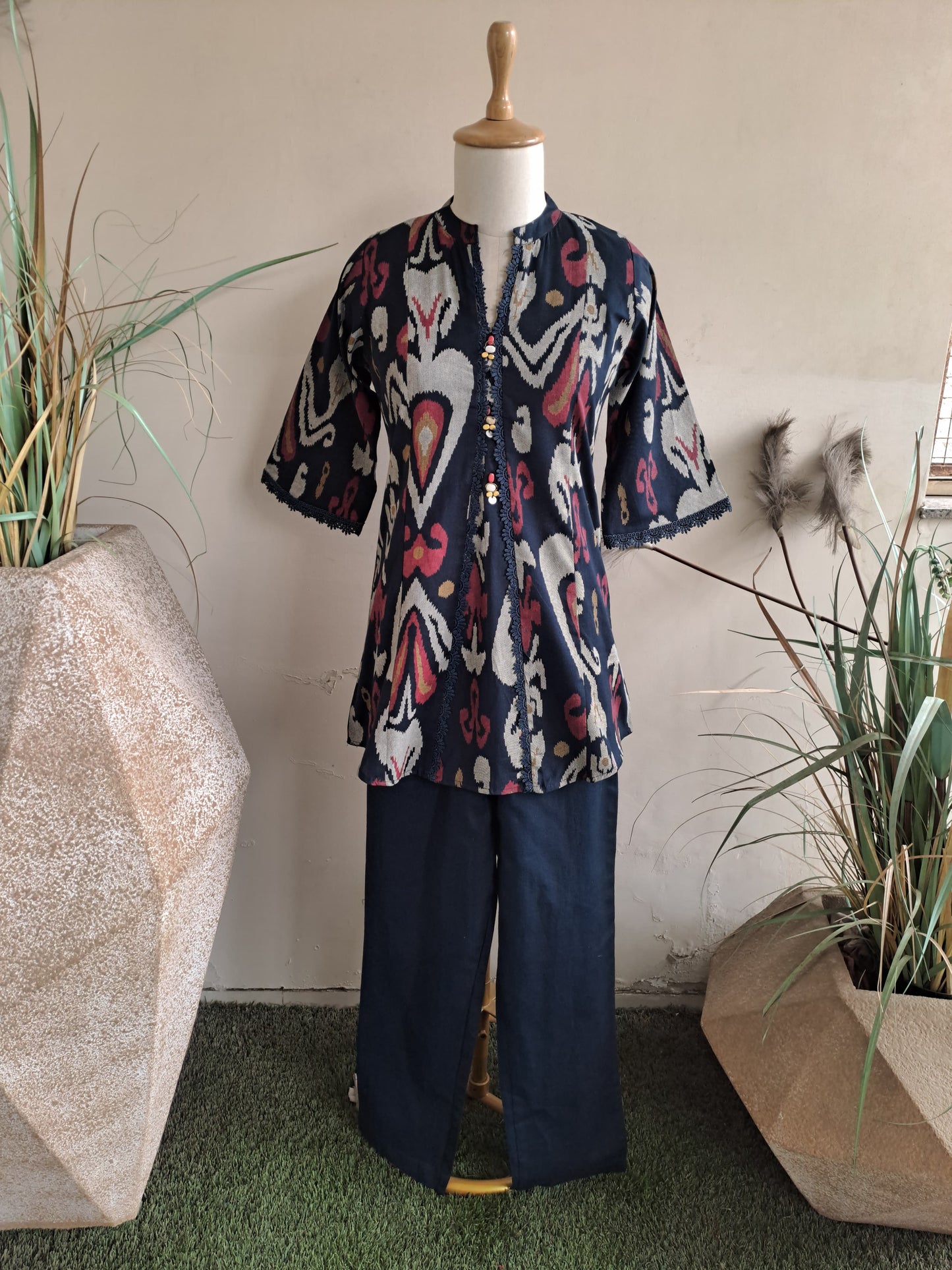 Blue Ikkat cotton ord set