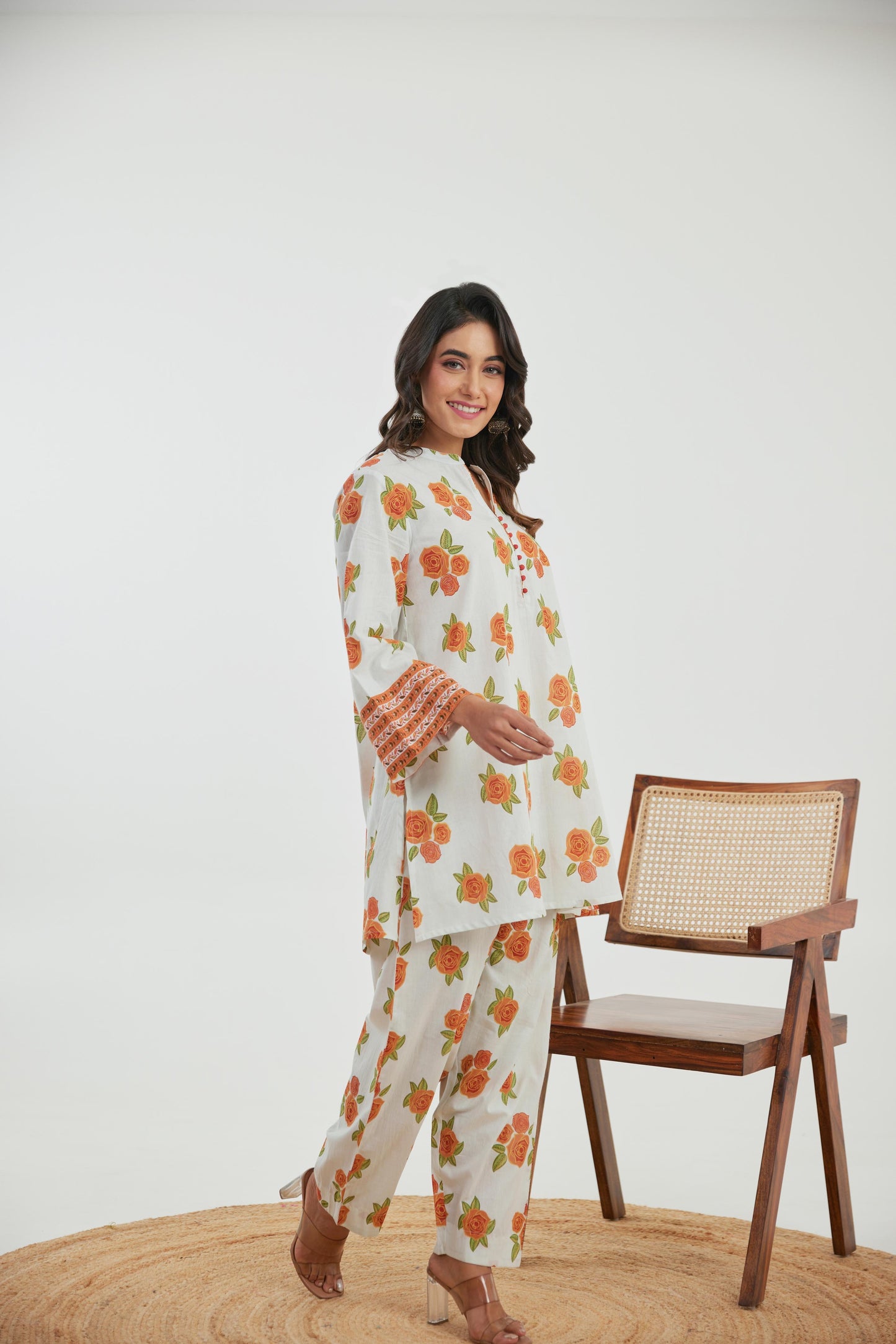 Brown floral cotton co ord set