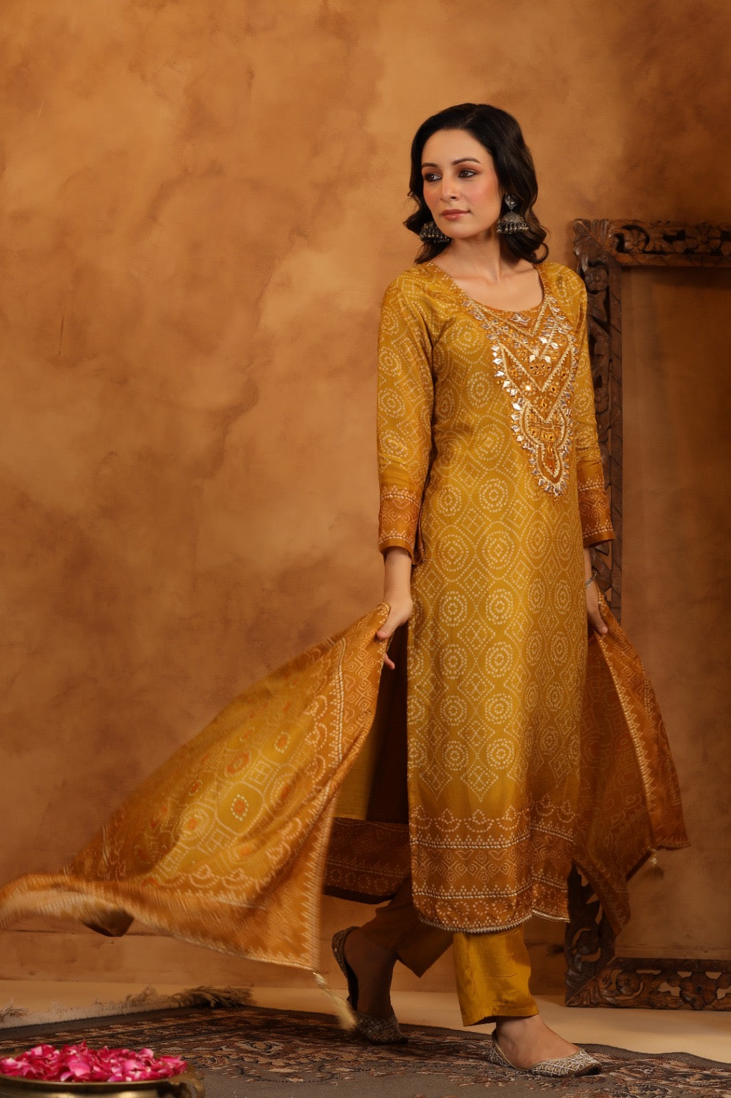 Honey Bandhani silk suit
