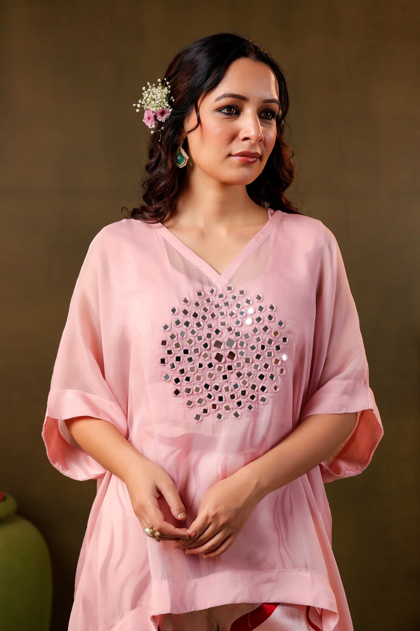 Baby pink divider set with organza top & satin divider