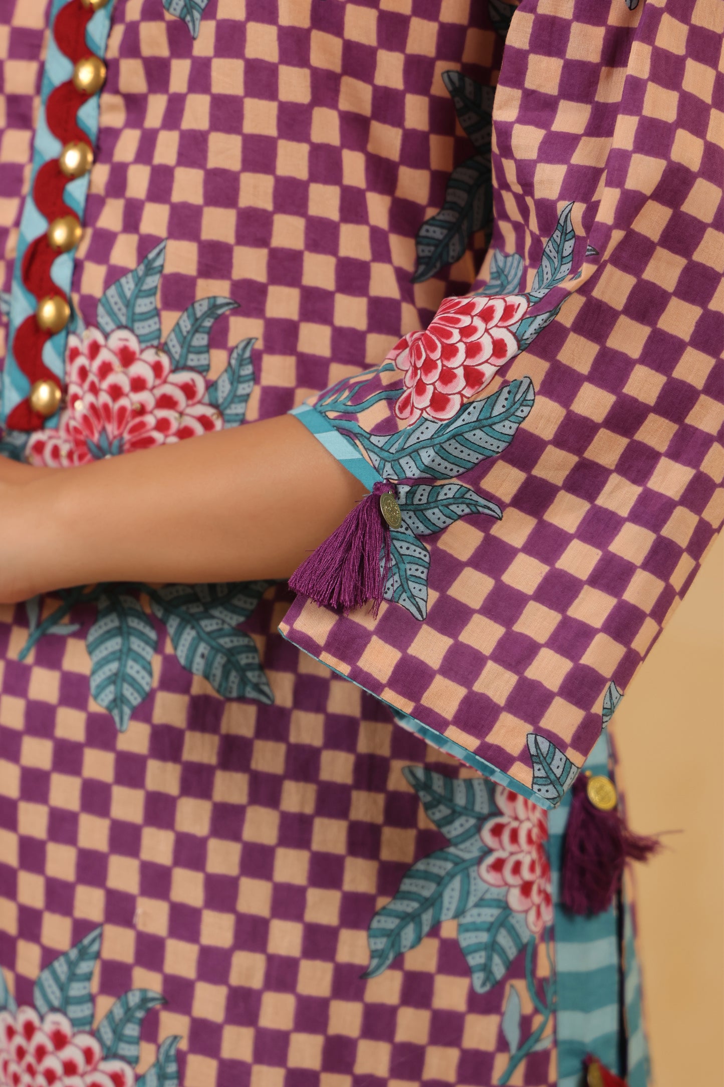 Gomertical cotton premium suit with beautiful detailing & kota doria dupatta