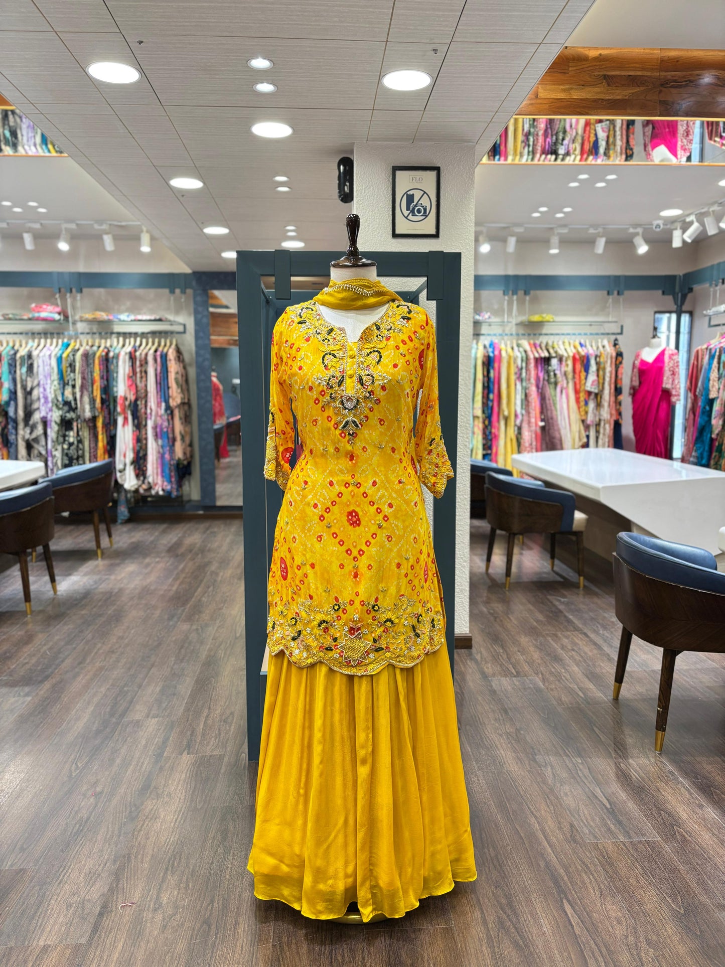 Yellow Bandhani skirt