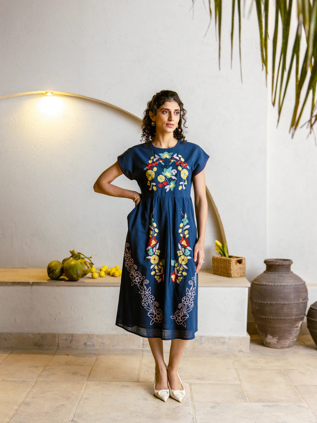 River embroidery blue dress