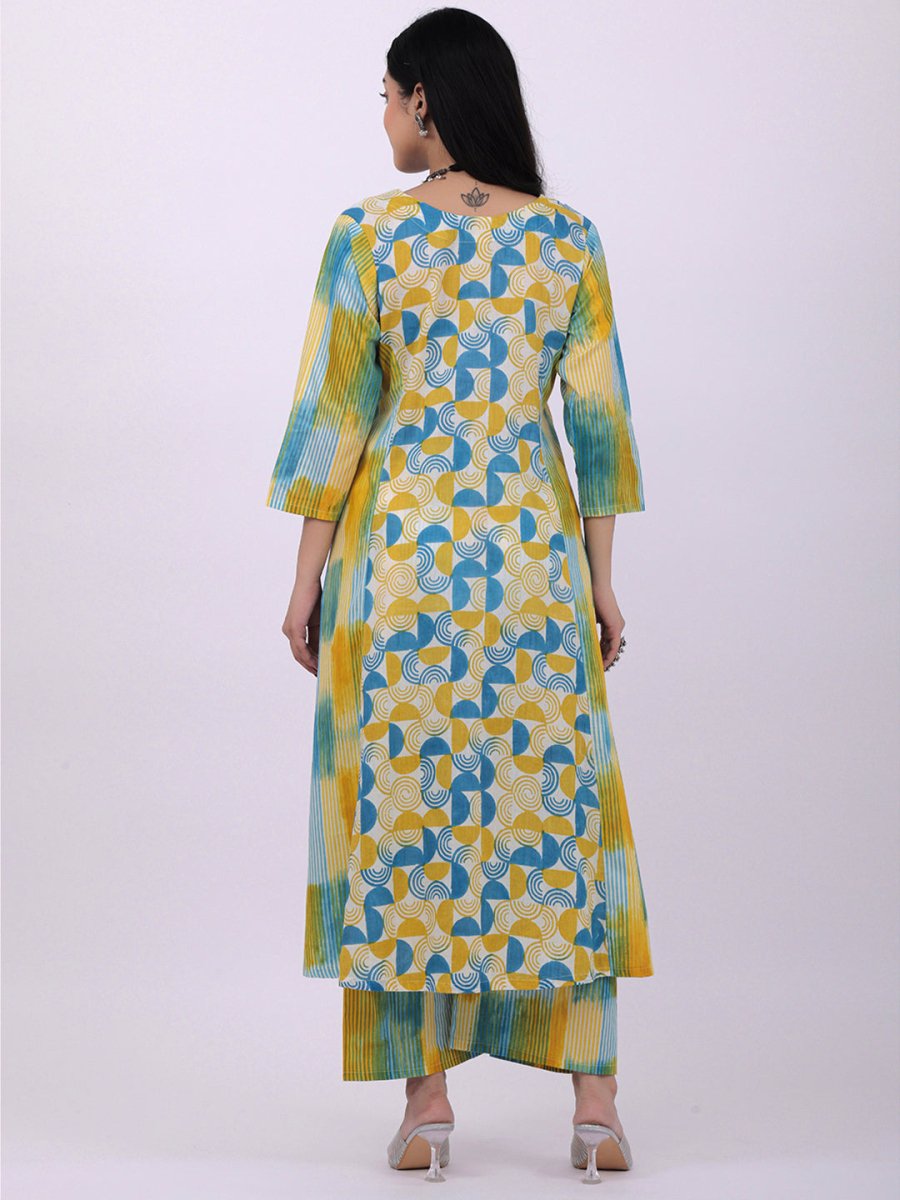 Aline pink and green shades kurta pant