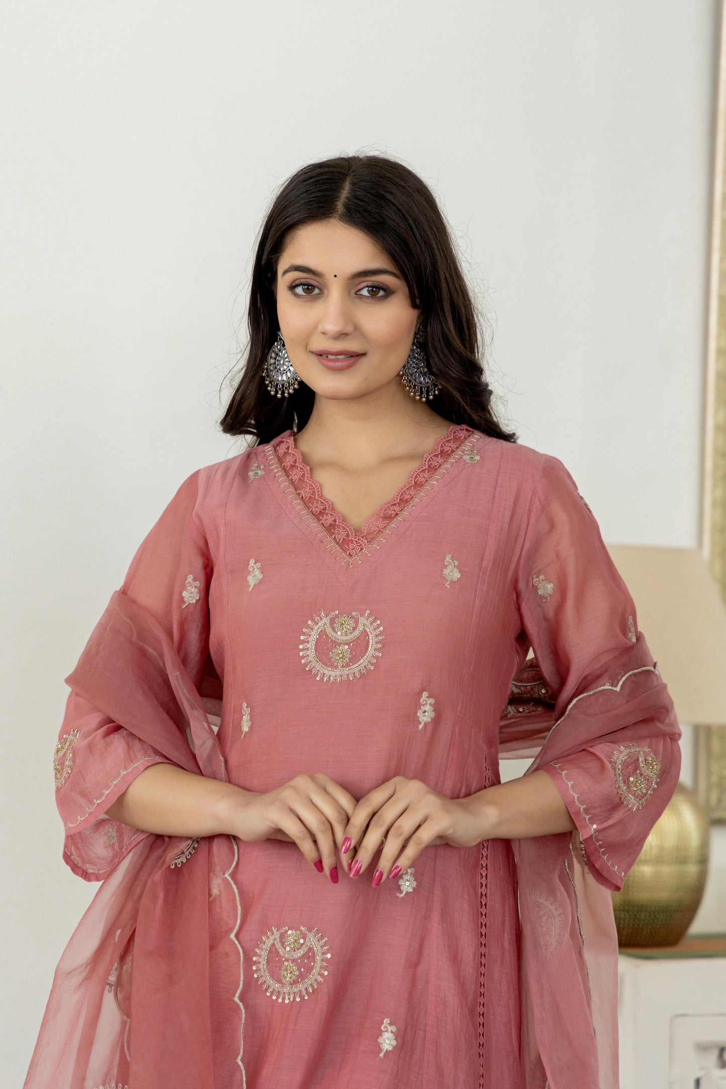 Nude pink mul chandari suit