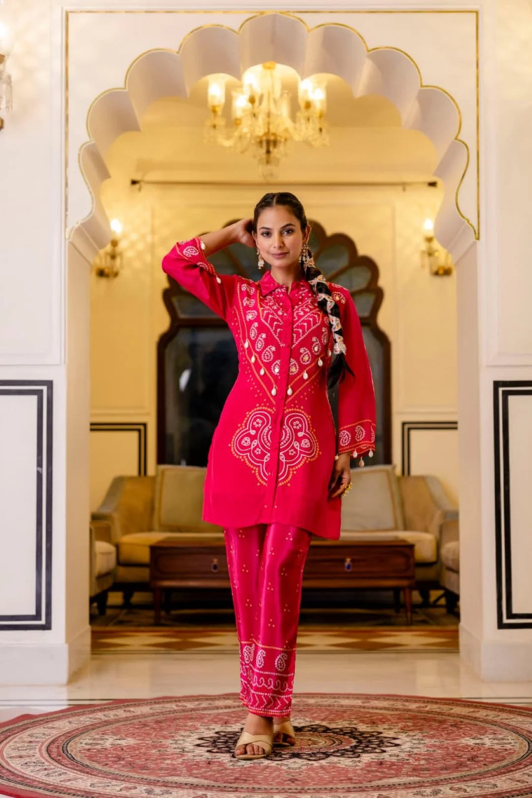 Pink Bandhani ROUGE PREMIUM CO-ORD SET