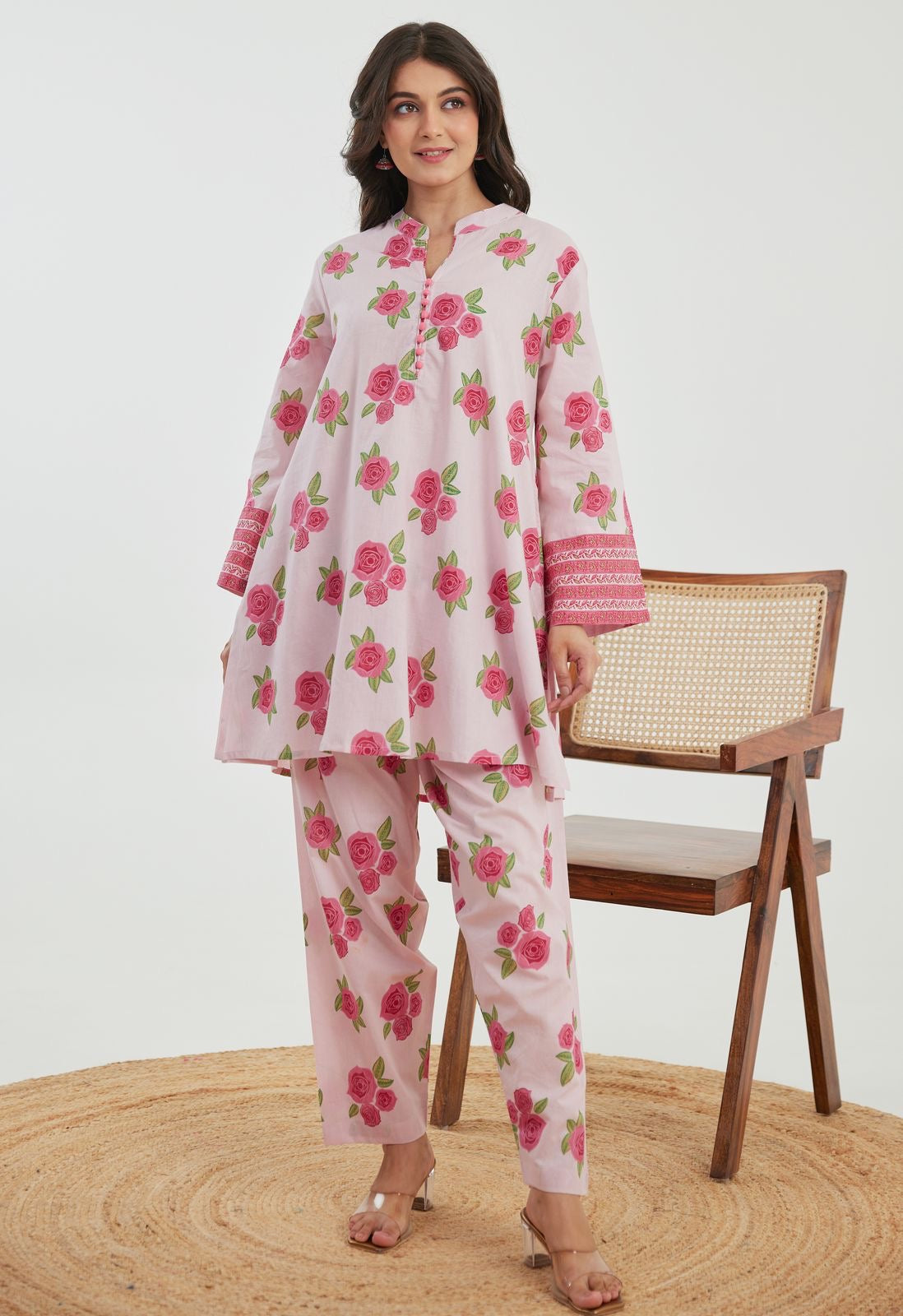 Pink floral cotton Co ord set