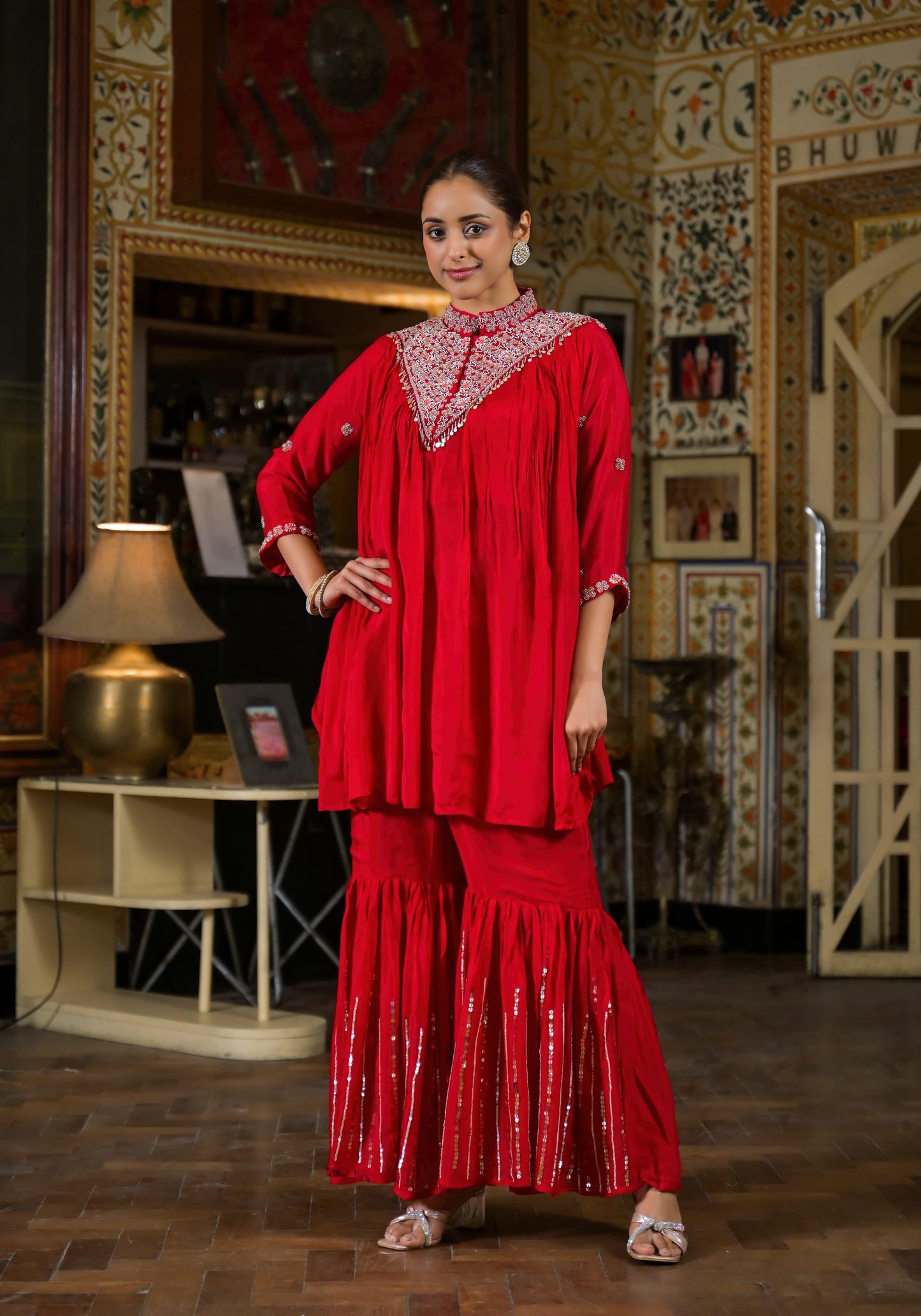 Indo western chinon 2 pc set