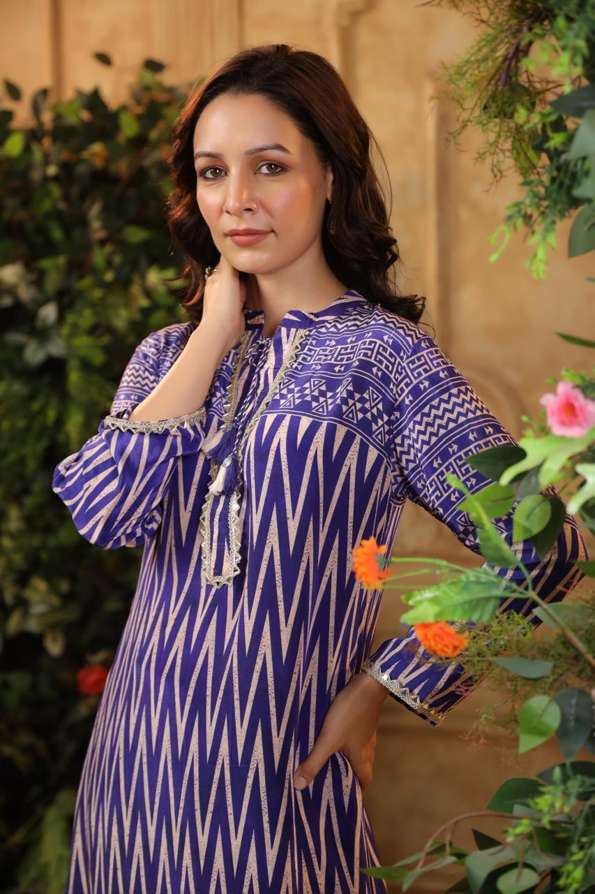 Real mirror purple crepe silk co ord set