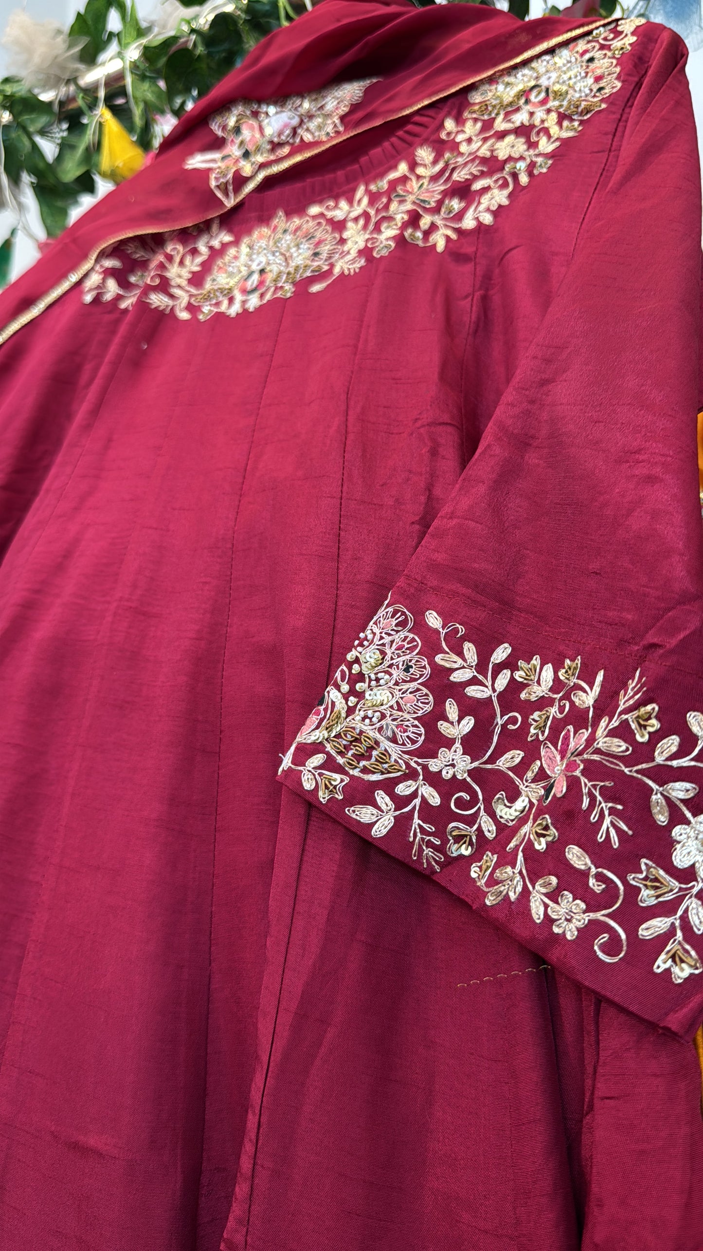 Traditional Marron silk Anarkali