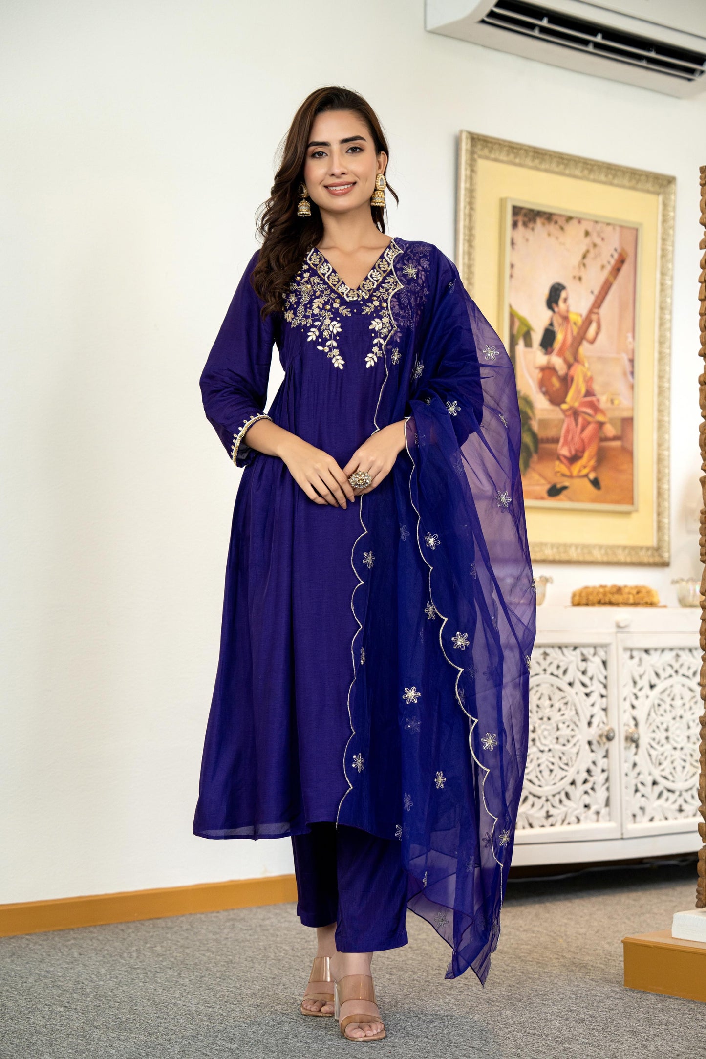 Raspberry & ink purple aline silk