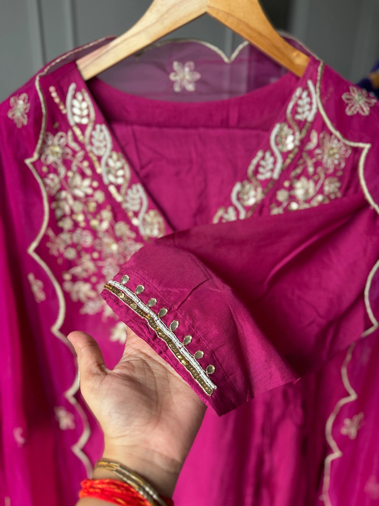 Raspberry & ink purple aline silk