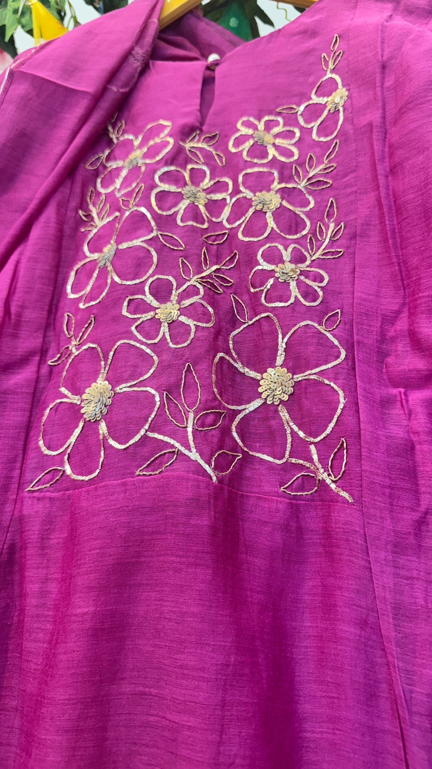 Dabka work pink mul chandari