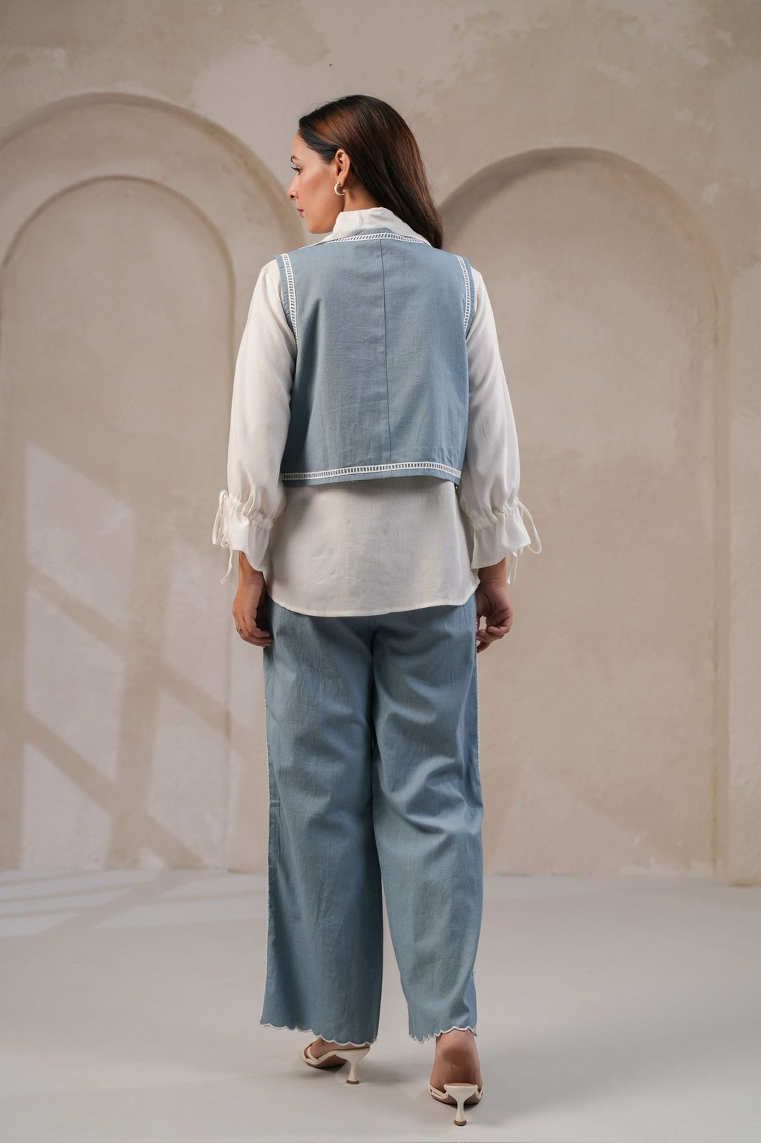 Blue Demin cotton jacket style Co ord set