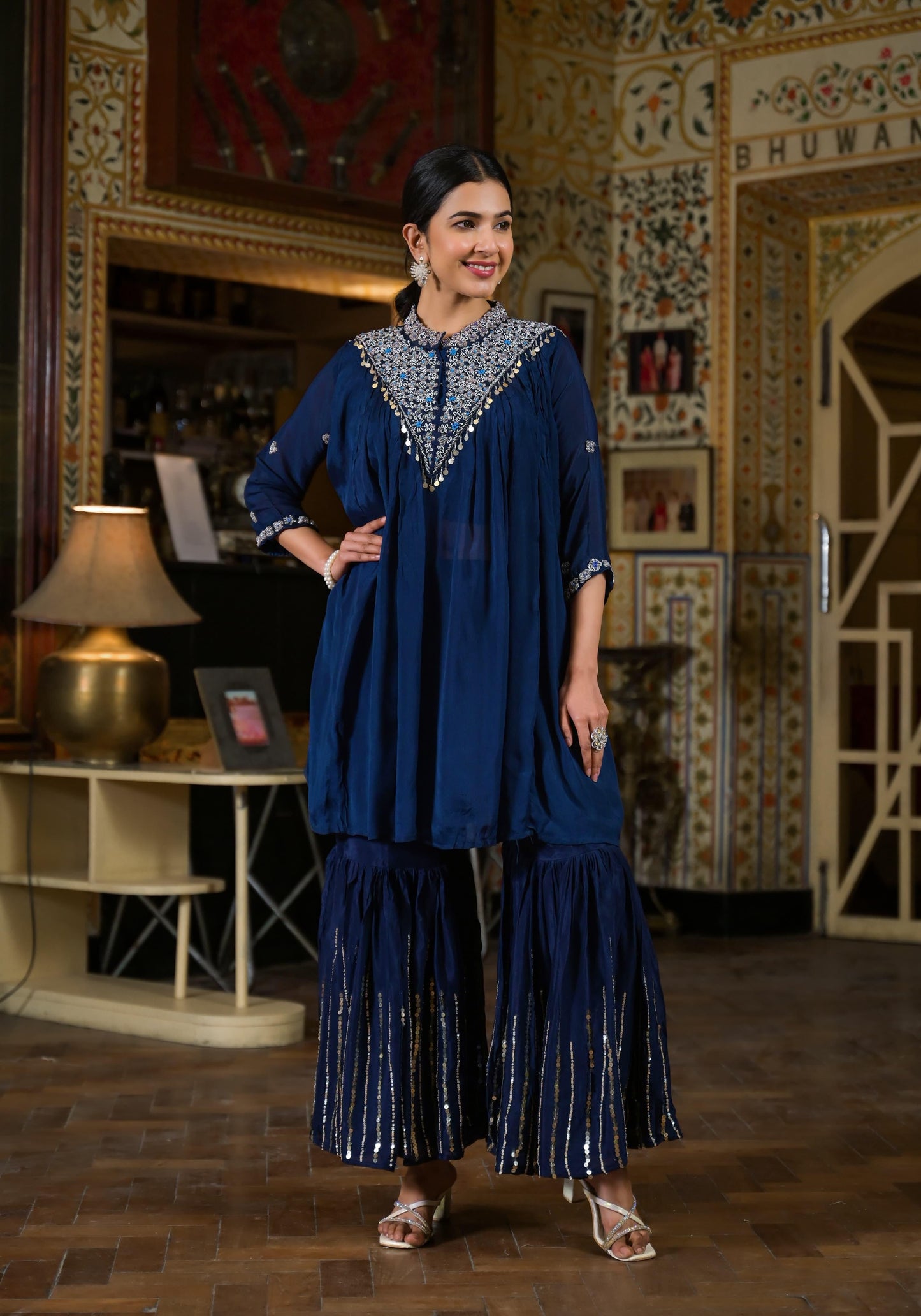 Indo western chinon 2 pc set