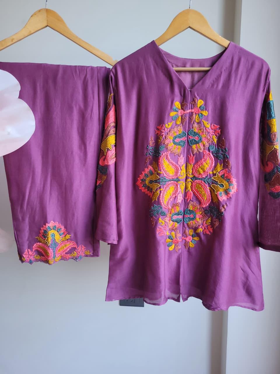 Premium African embroidery cotto ord set in chandari silk fabric