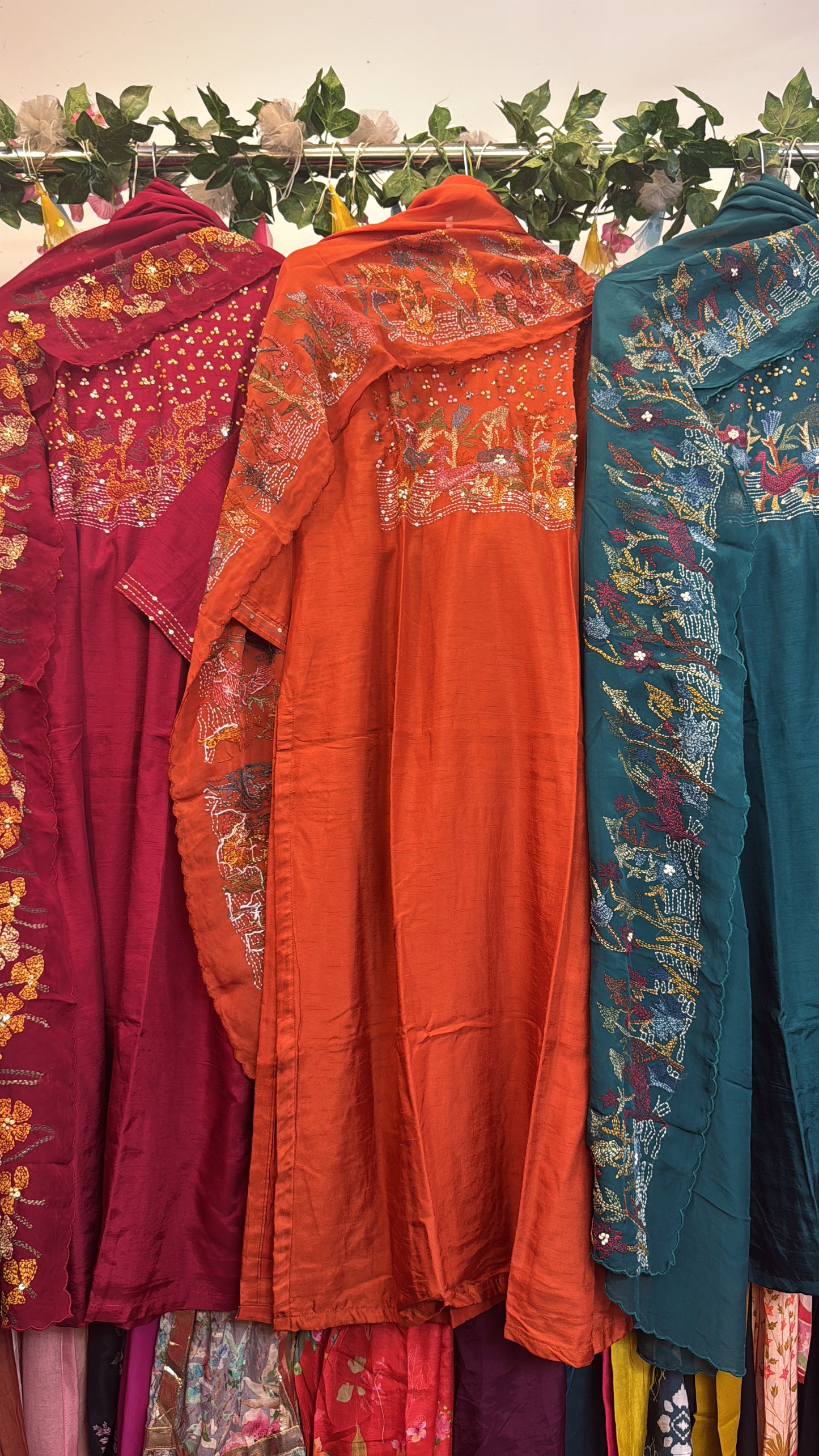 Katha work silk suits