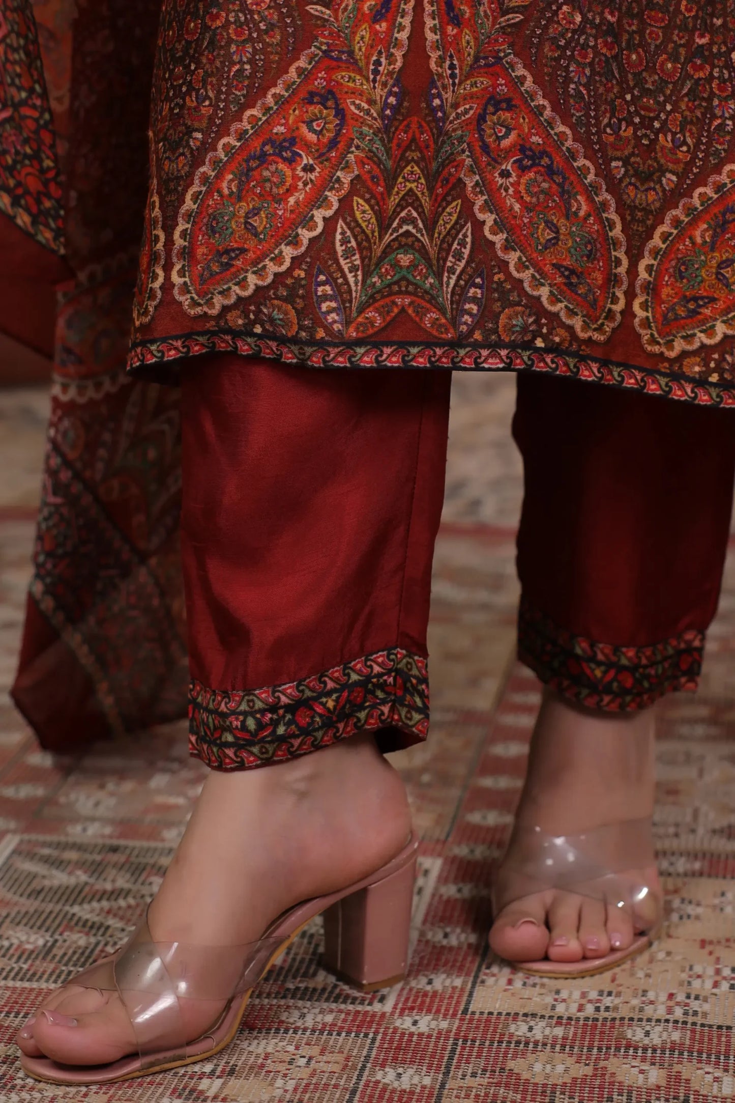 Classy maroon silk suit