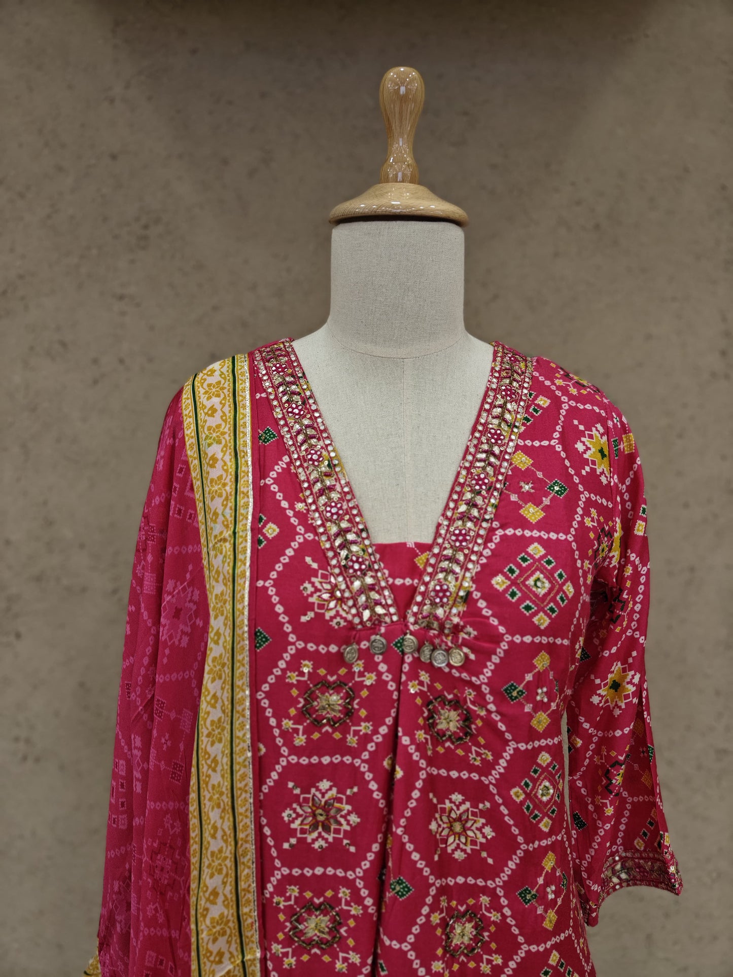 Pink Patola divider suit
