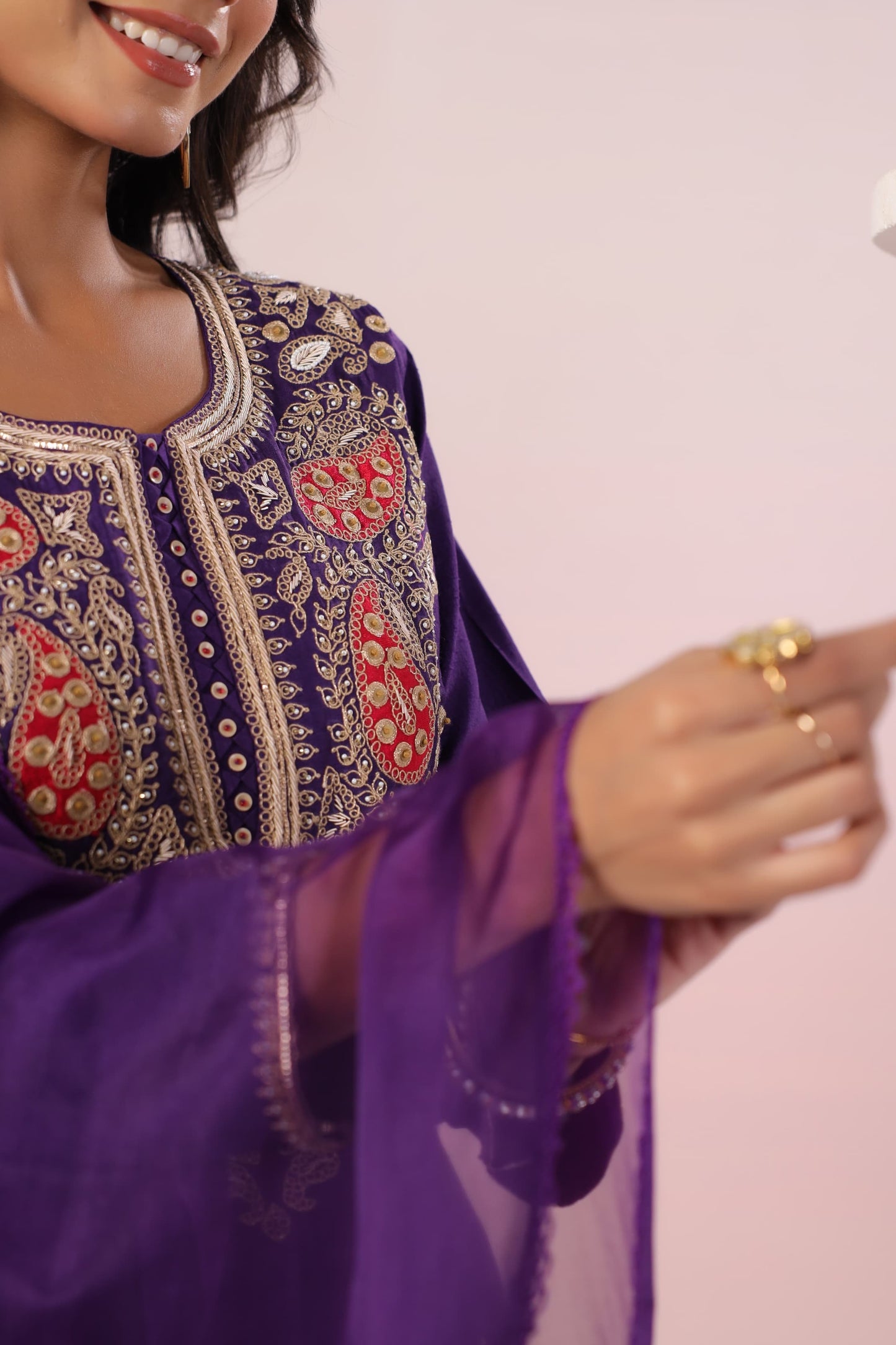 Purple classy silk suit