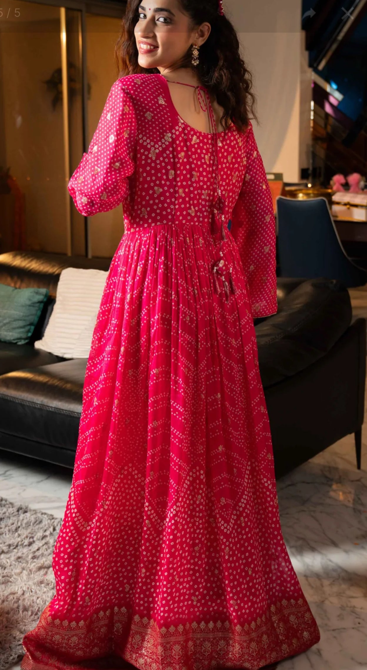Pink Organza Festive Wear Anarkali gown