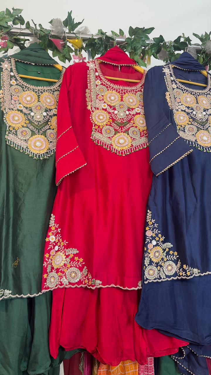 Heavy chandari silk sharara set
