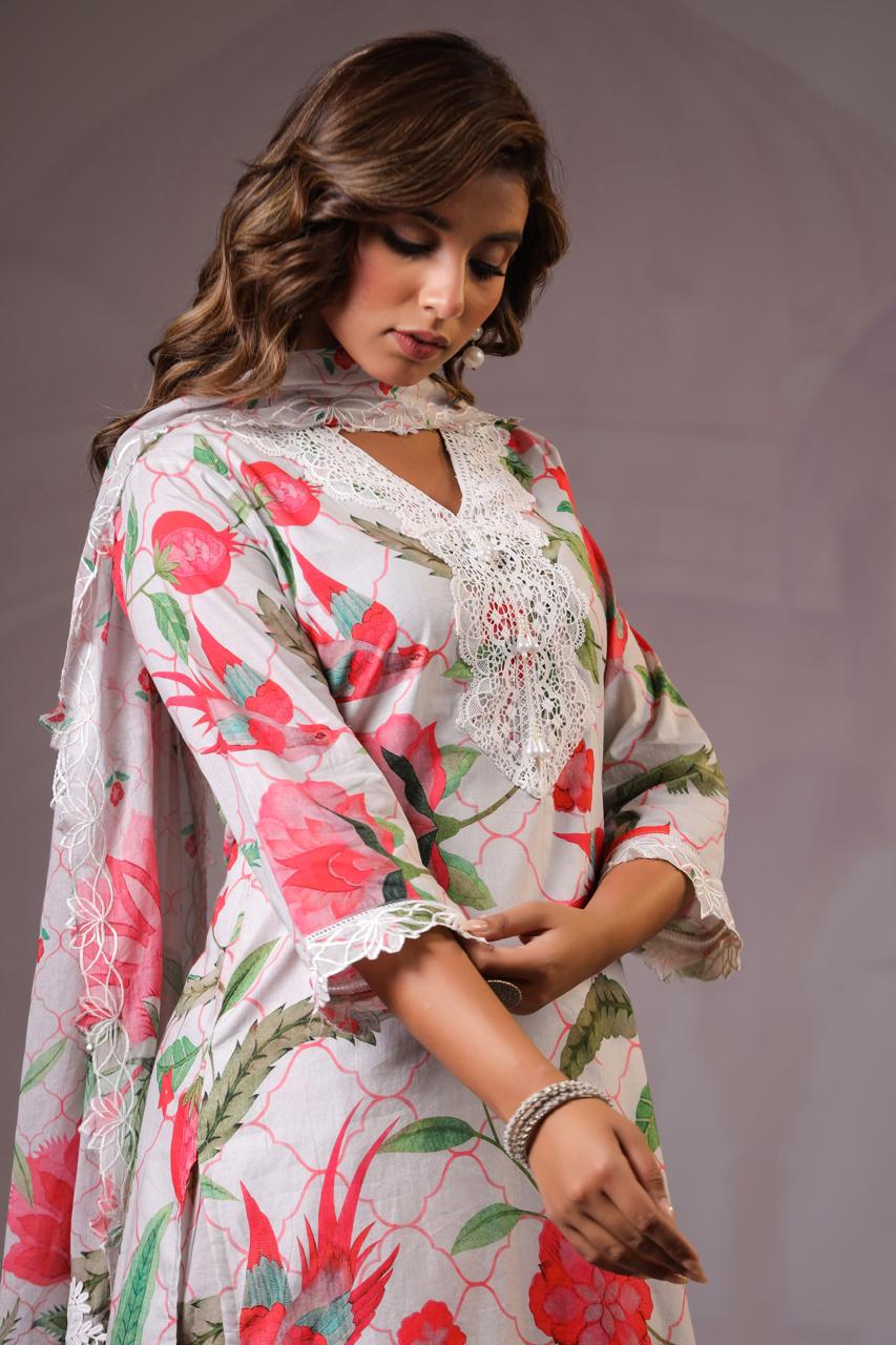 Floral linen cotton