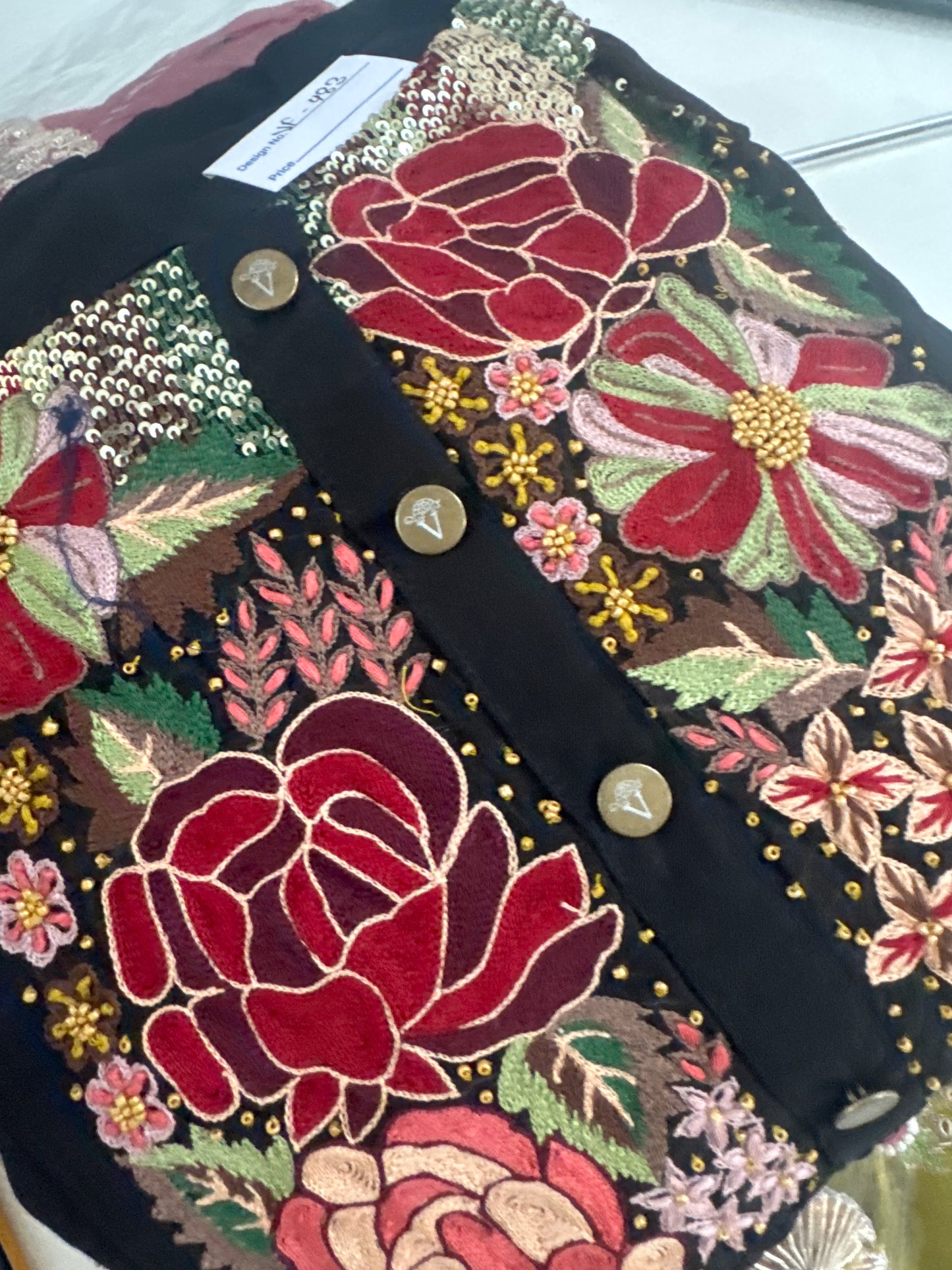 Rose hand embroidery mul chandari