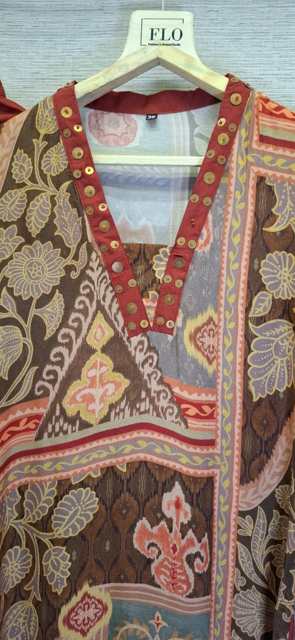 Kamkari Classy print muslin silk kurta pant
