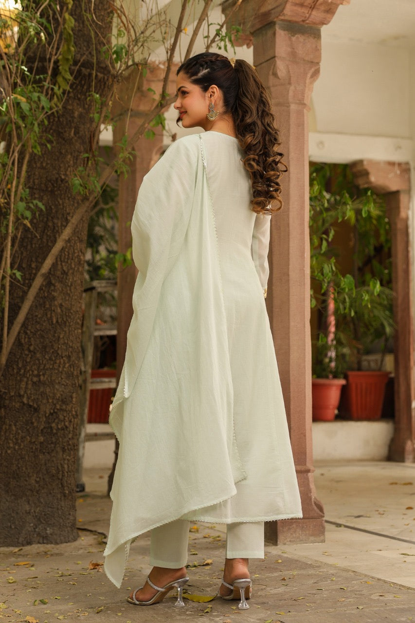 Pista green gota mul cotton Anarkali