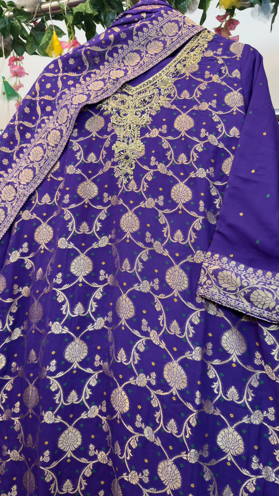 Purple waving Georgette suit