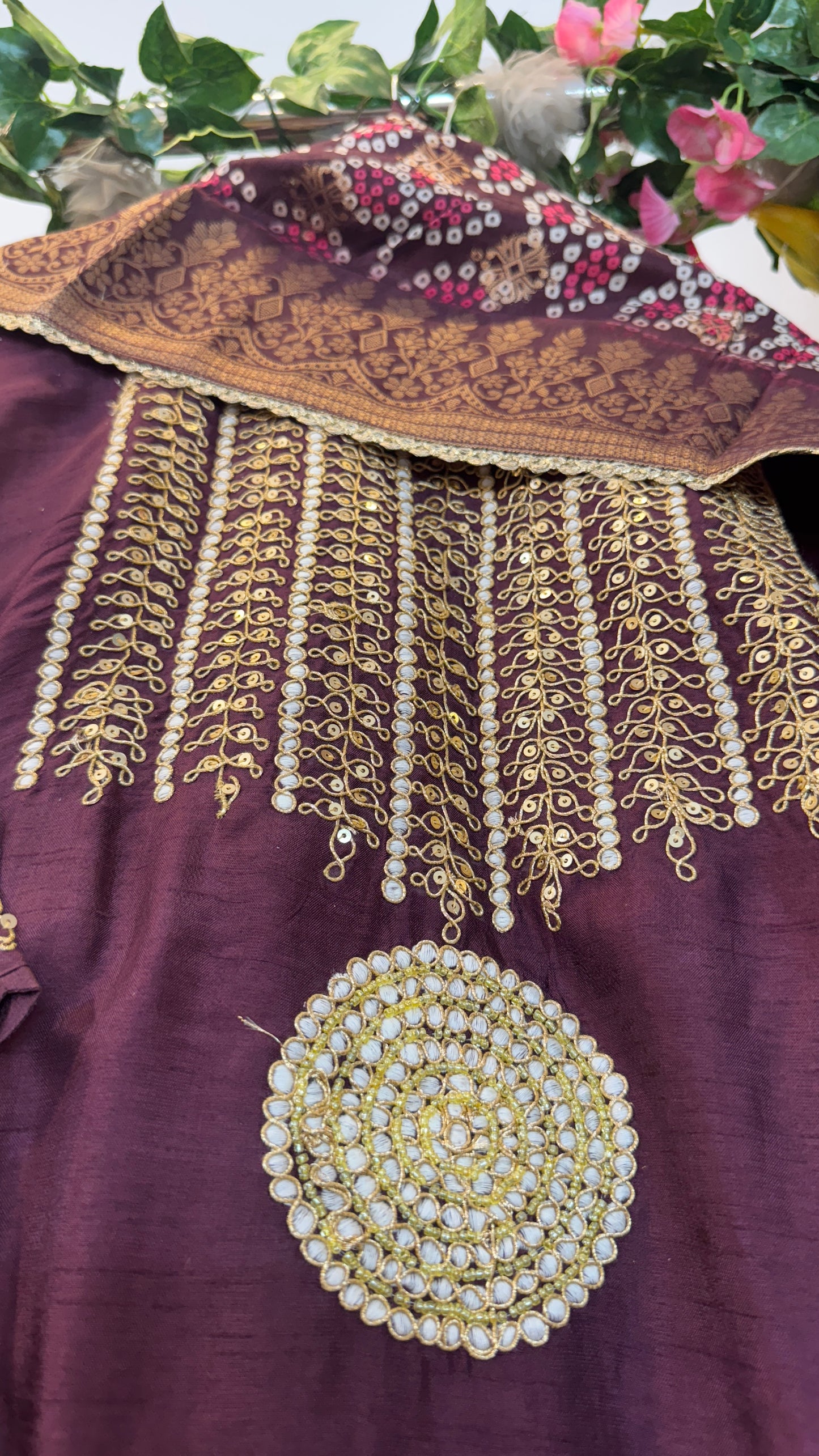 Circle hand work silk suit