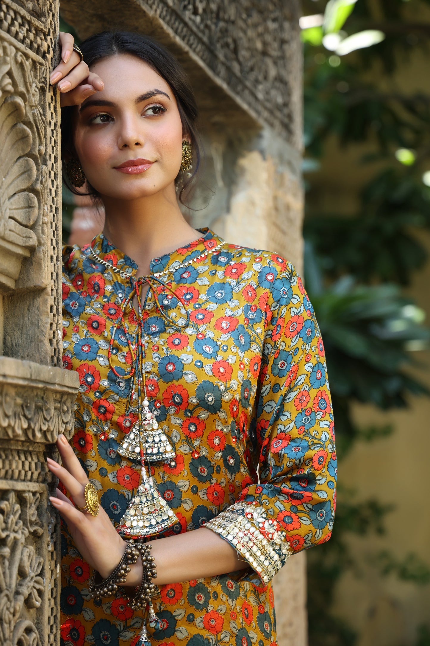 Brown/mustard Gajji kurta pant