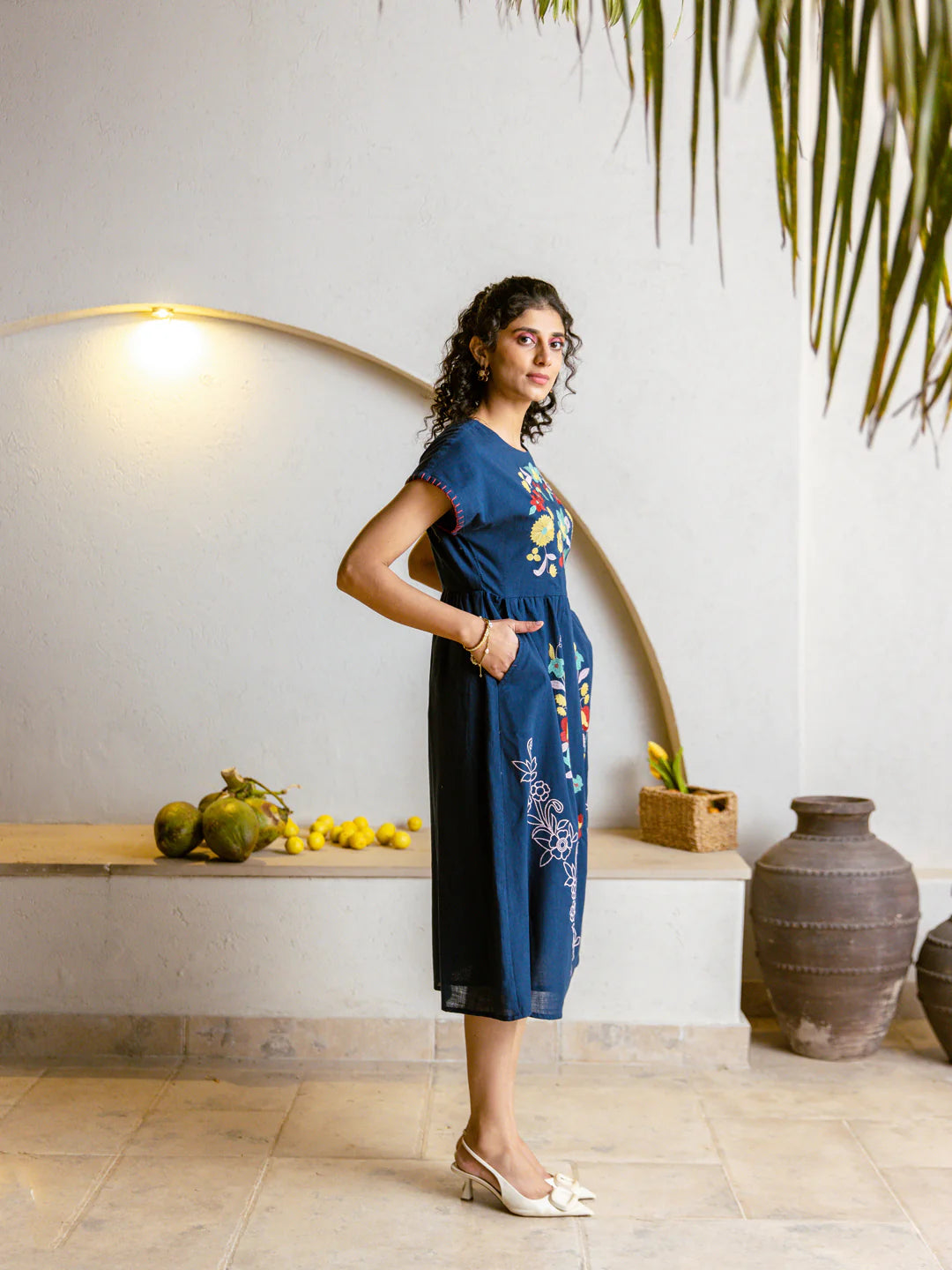 River embroidery blue dress