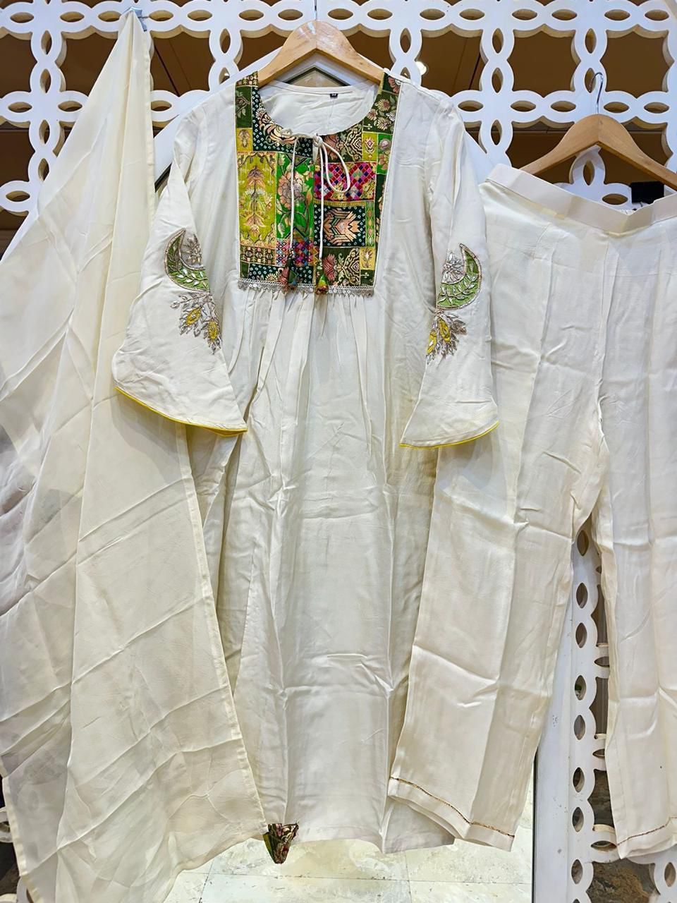 Nyra silk straight suit